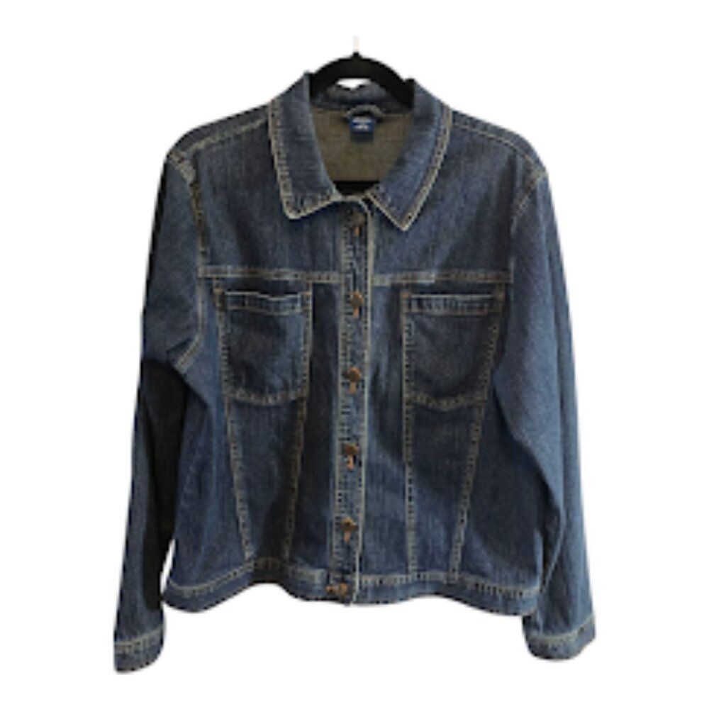 HIGH SIERRA DENIM JACKET SIZE LARGE MEDIUM WASH COTTON LONG SLEEVE RELAXED